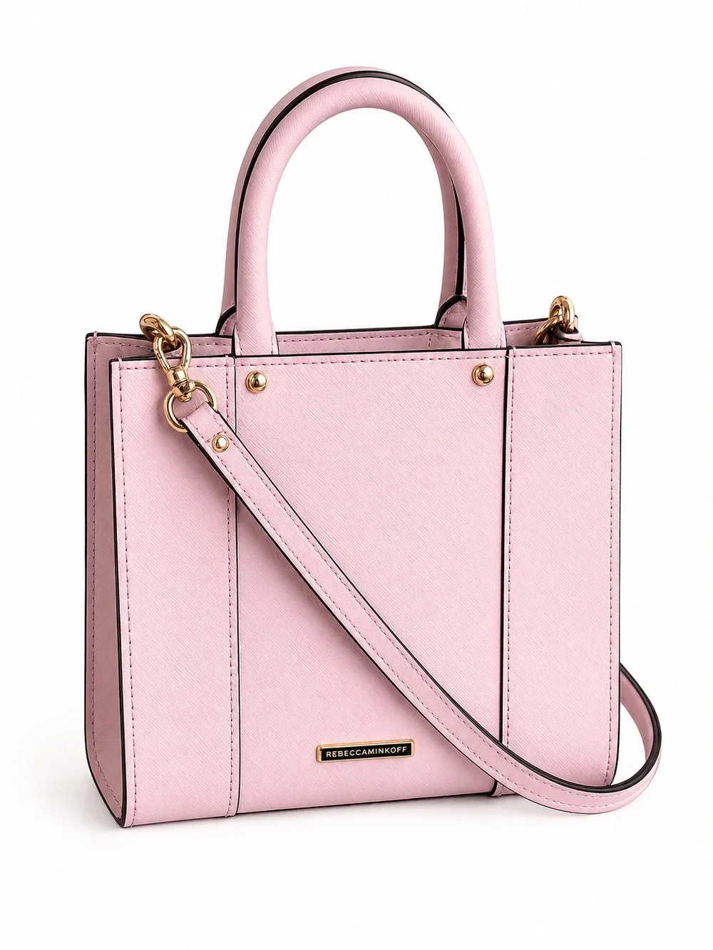 Rebecca Minkoff Mini Structured Tote Pink Saffiano Leather Crossbody NWOT